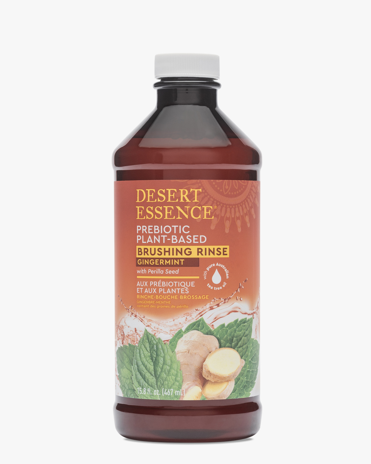 Desert Essence coupon: Desert Essence Prebiotic Plant Based Brushing Rinse - Gingermint Mouthwash, 15.8 oz. | Vegan | Gluten-Free