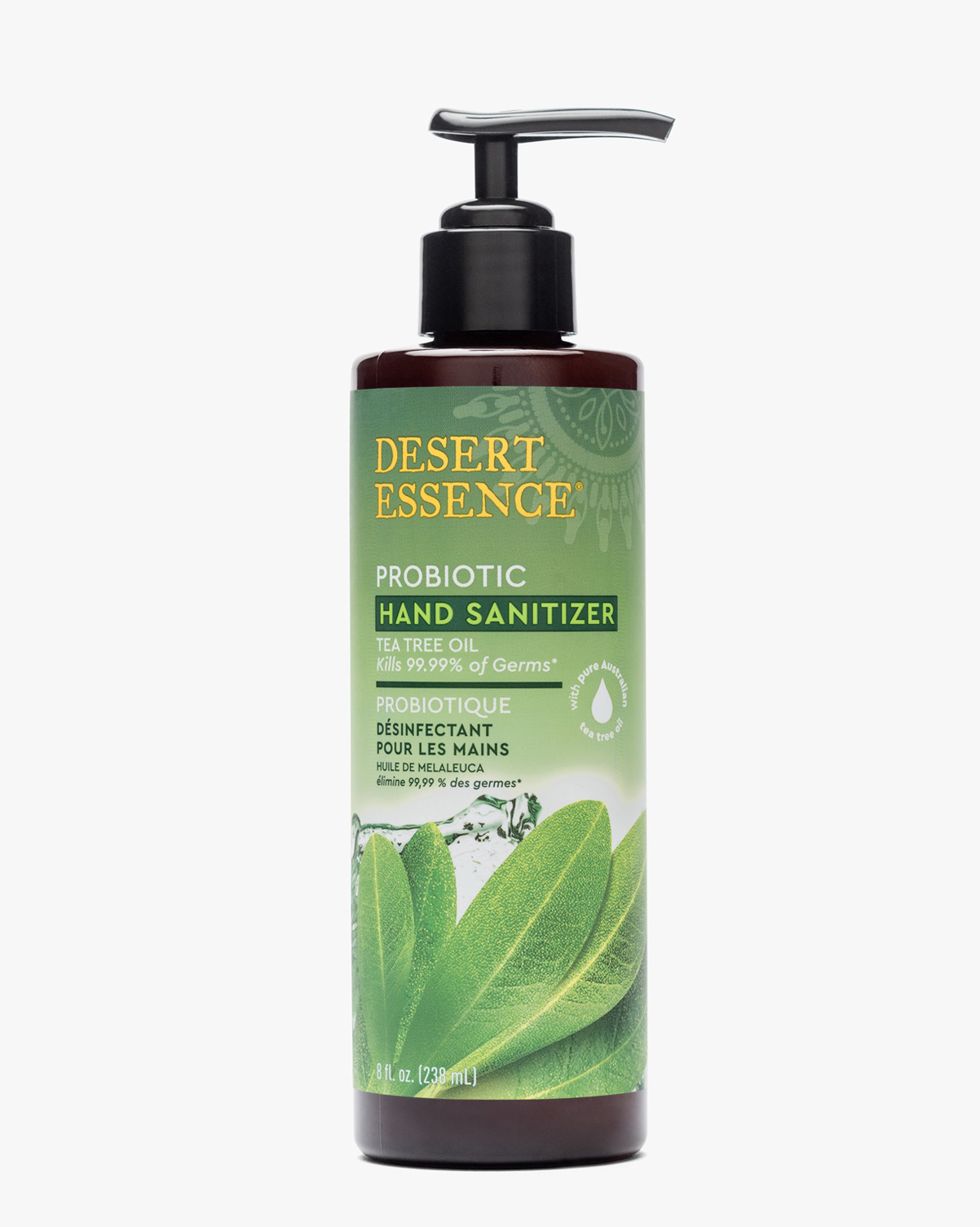 Desert Essence coupon: Desert Essence Tea Tree Oil Probiotic Hand Sanitizer, 8 fl oz | Vegan | Gluten-Free